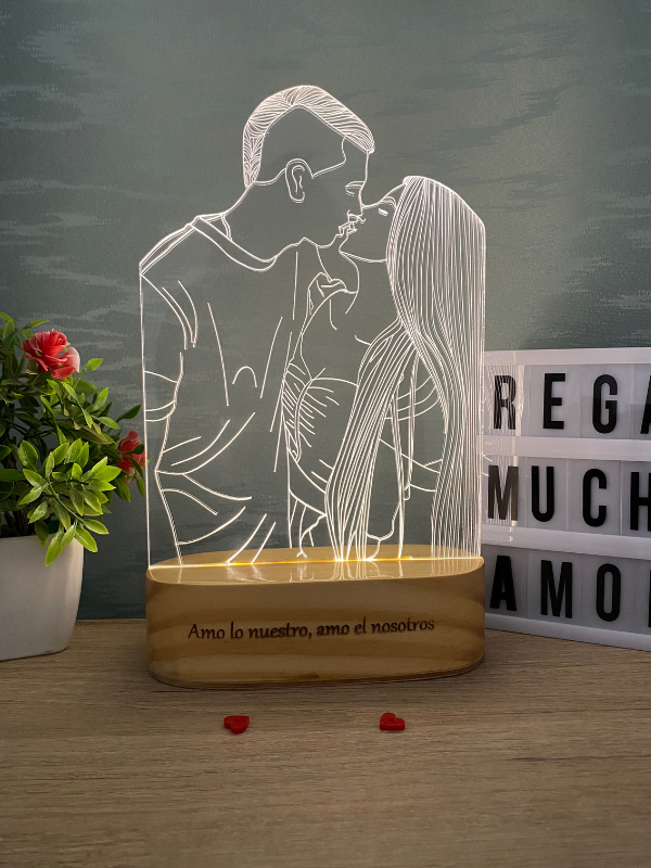 Lámpara base en madera luz de un solo color