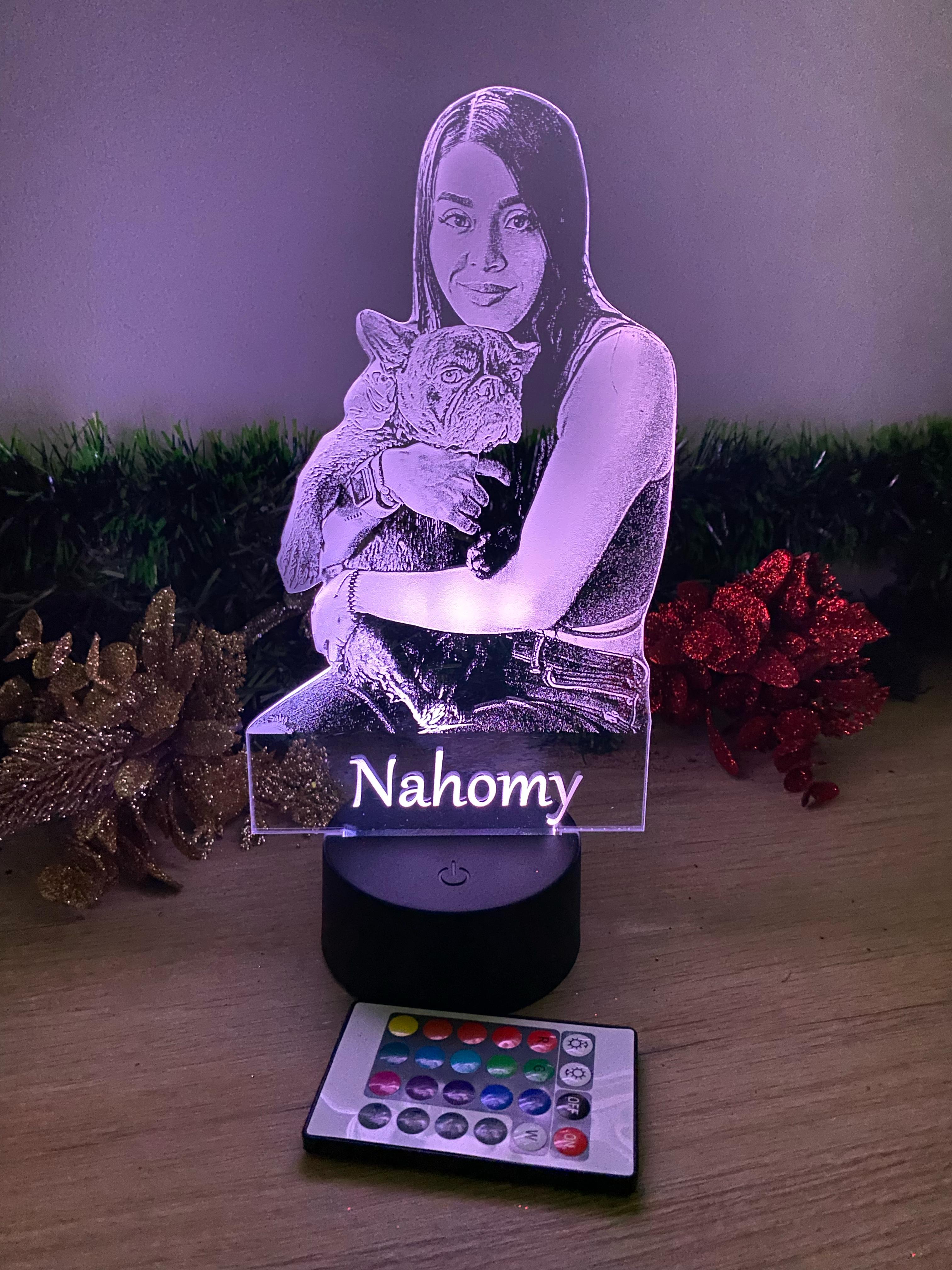 Lámpara led foto real grabada base plástica