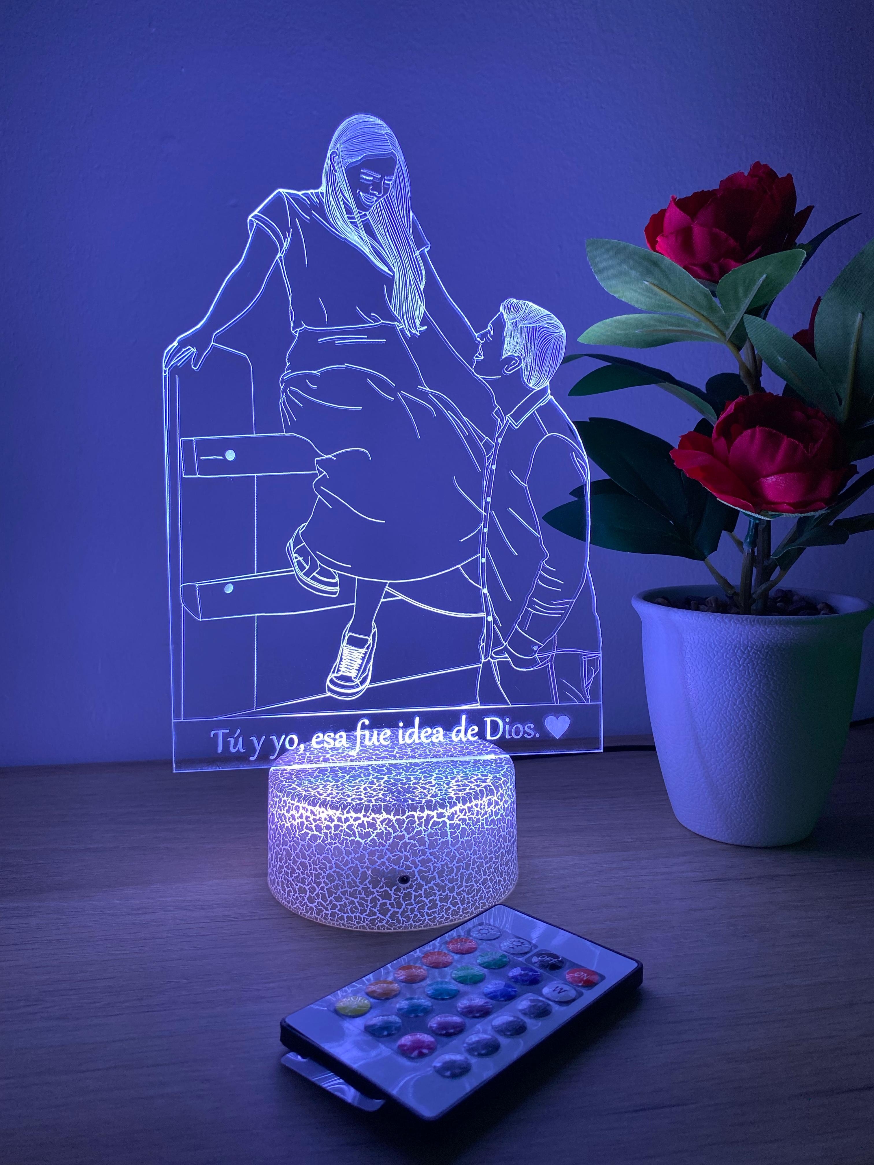 Lámpara led base blanca craquelada