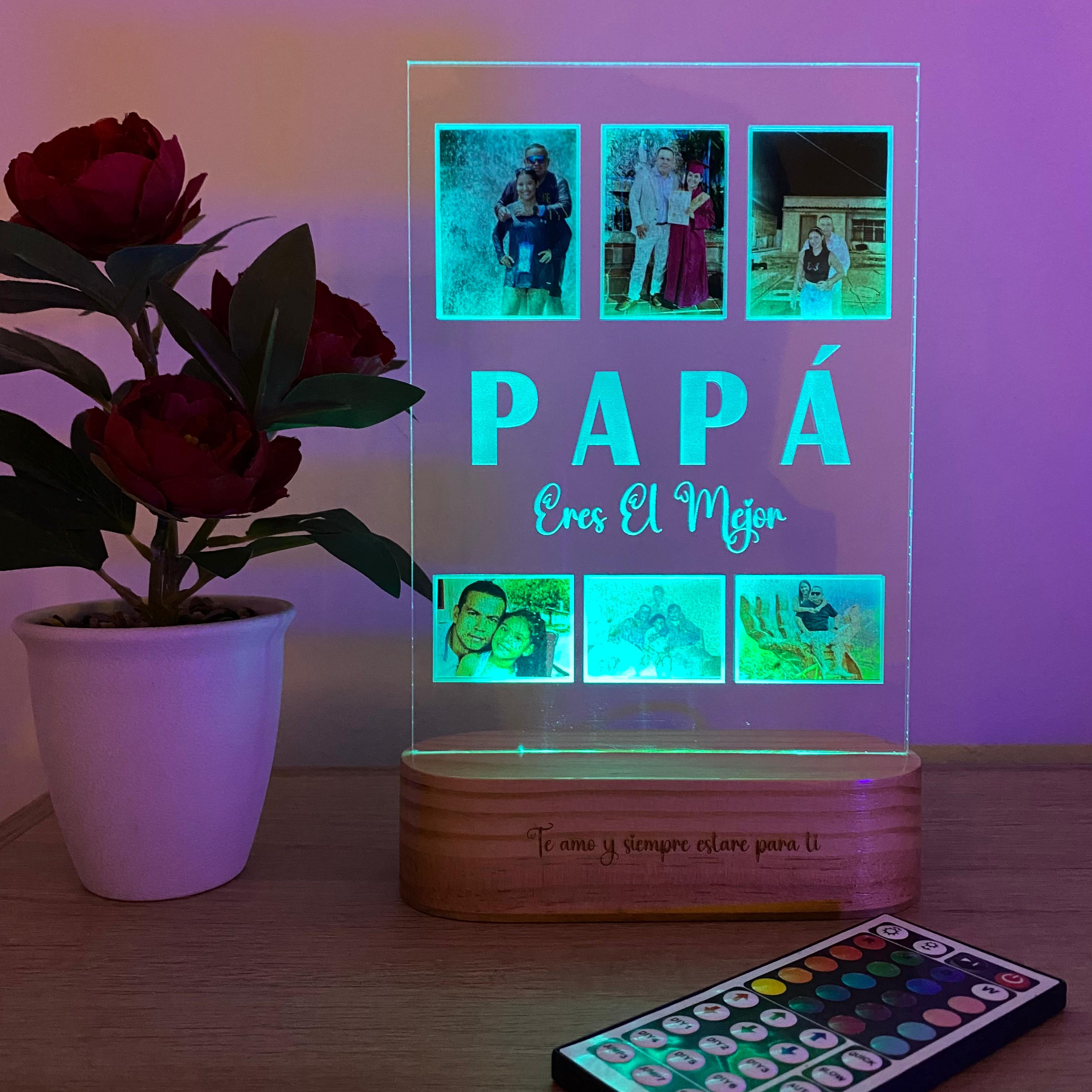 Lámpara led foto real multicolor estilo papá