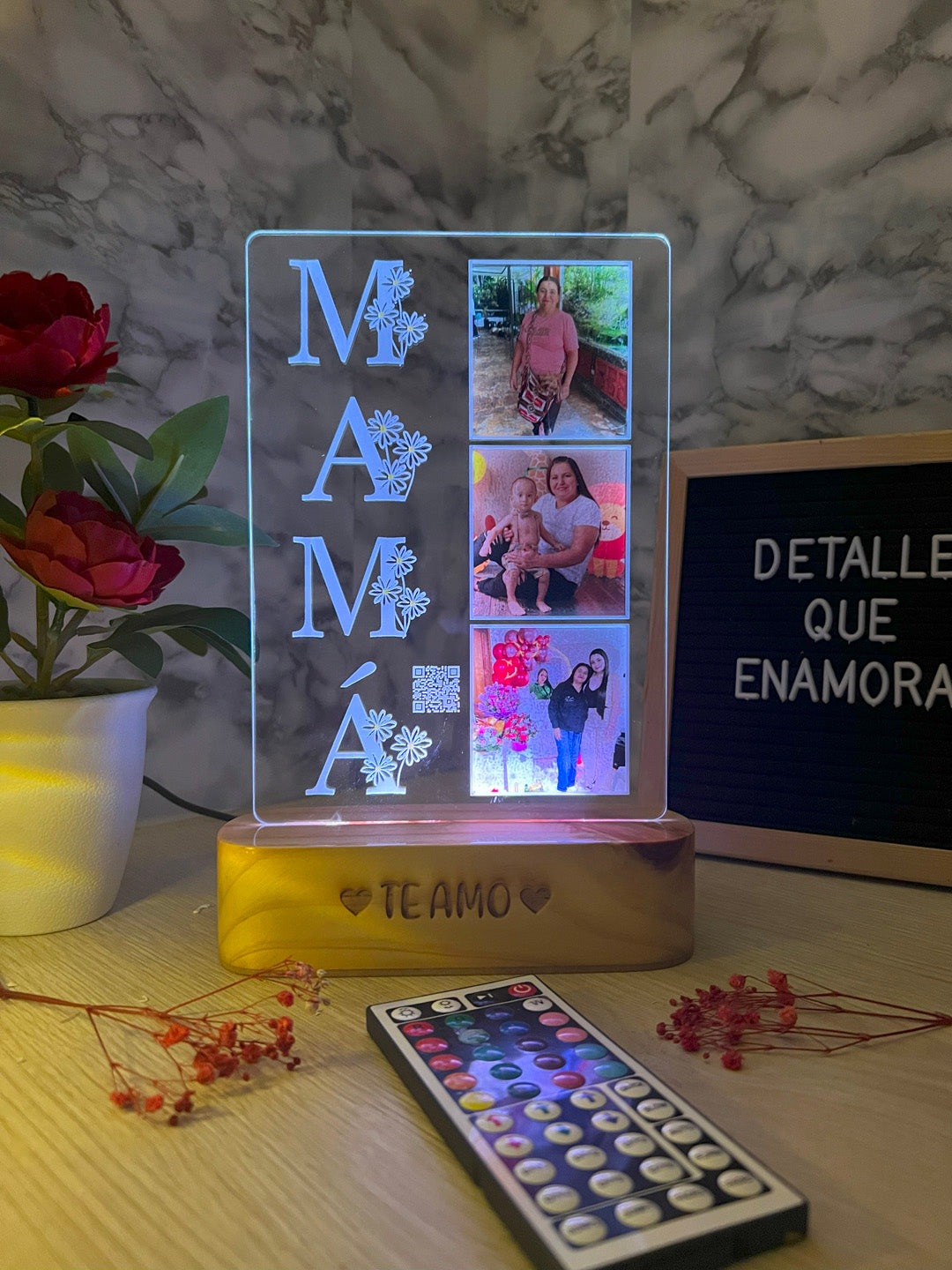 Lámpara led foto real multicolor estilo mamá