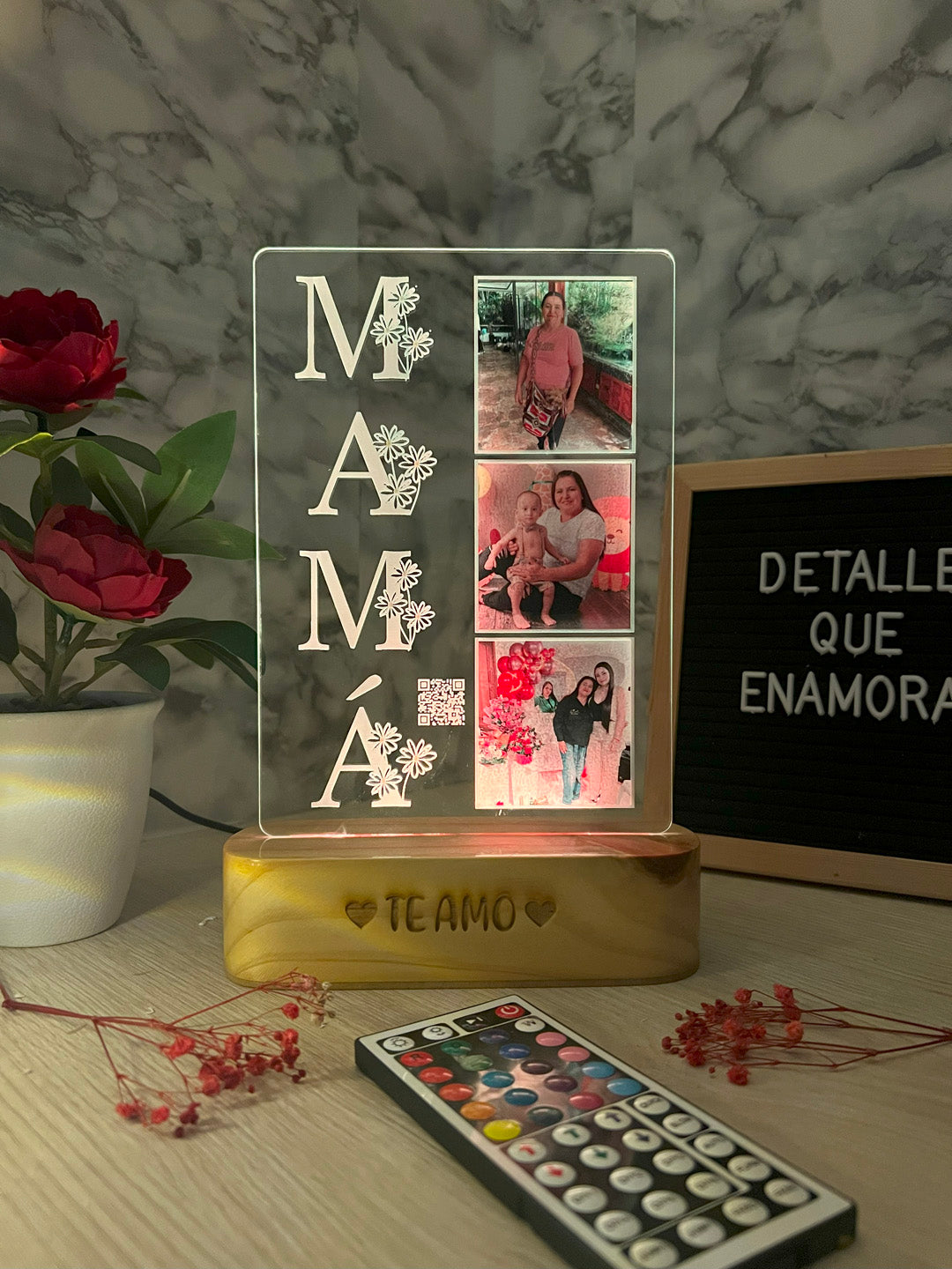 Lámpara led foto real multicolor estilo mamá