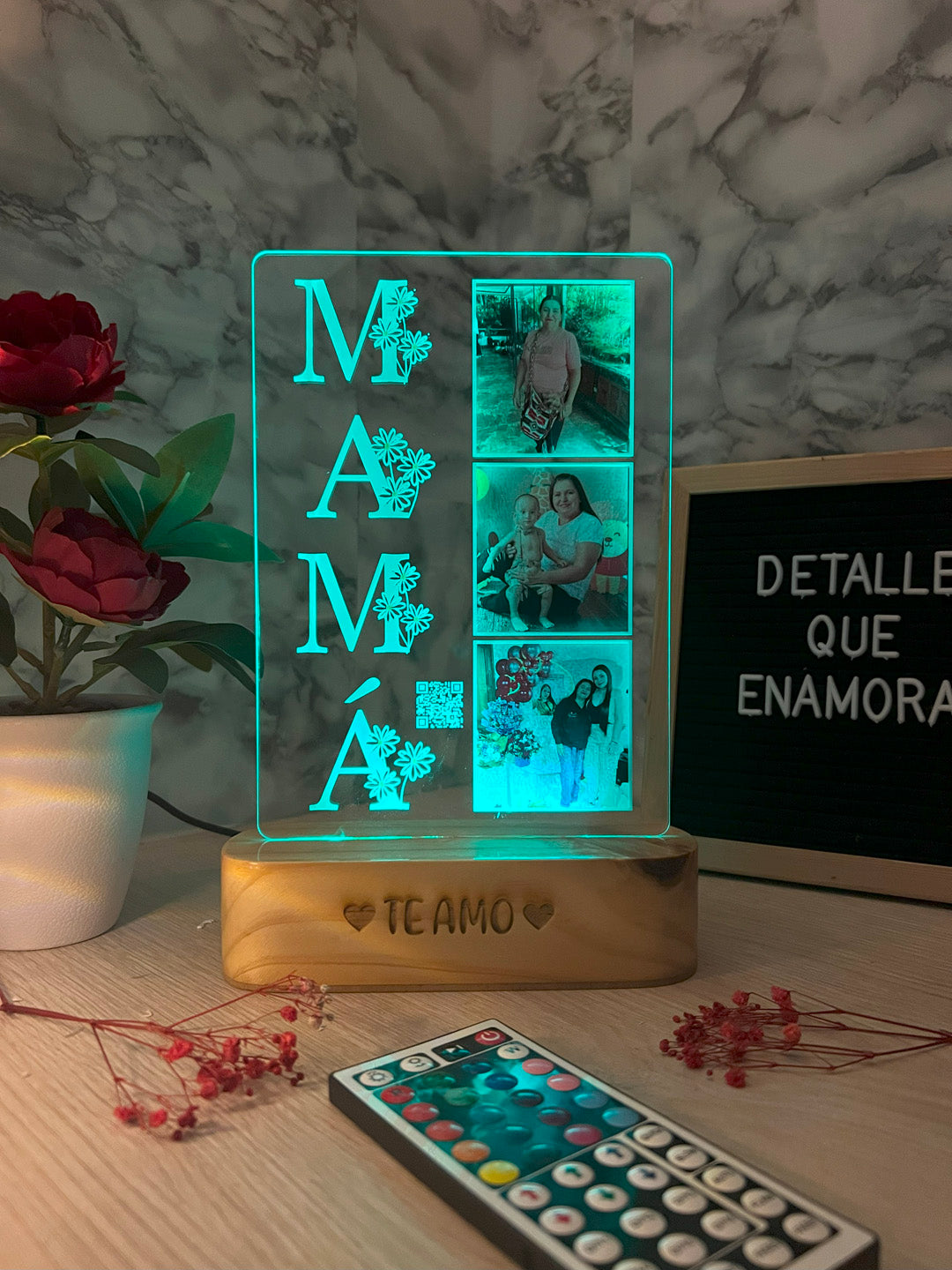 Lámpara led foto real multicolor estilo mamá