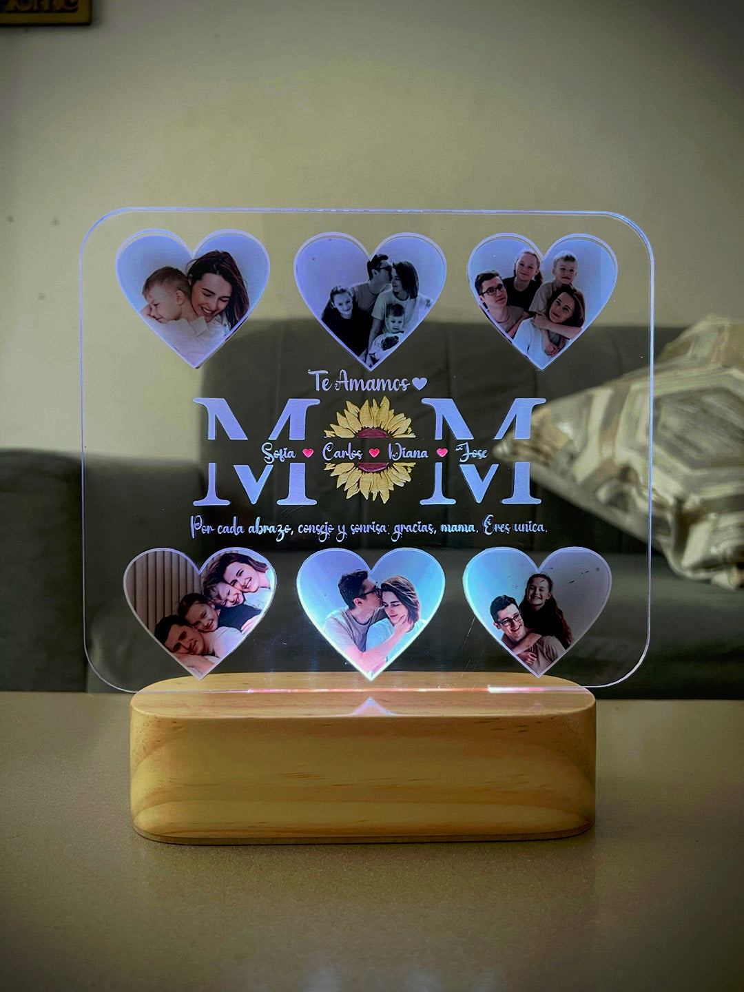 Lámpara led foto real multicolor estilo mamá