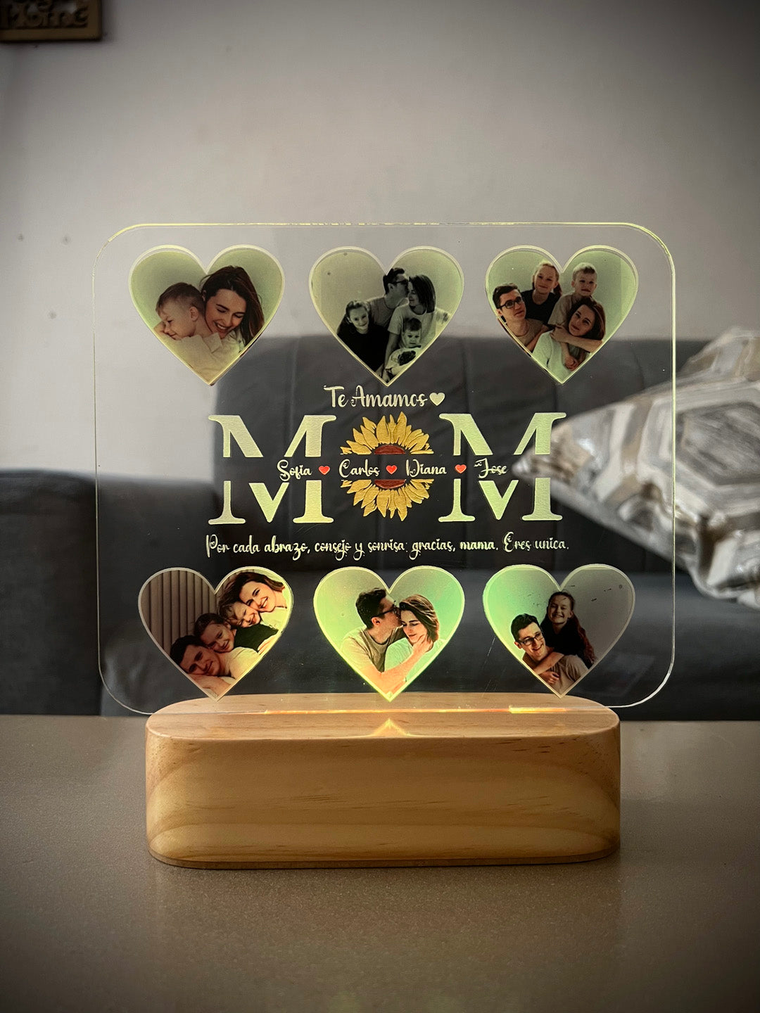 Lámpara led foto real multicolor estilo mamá