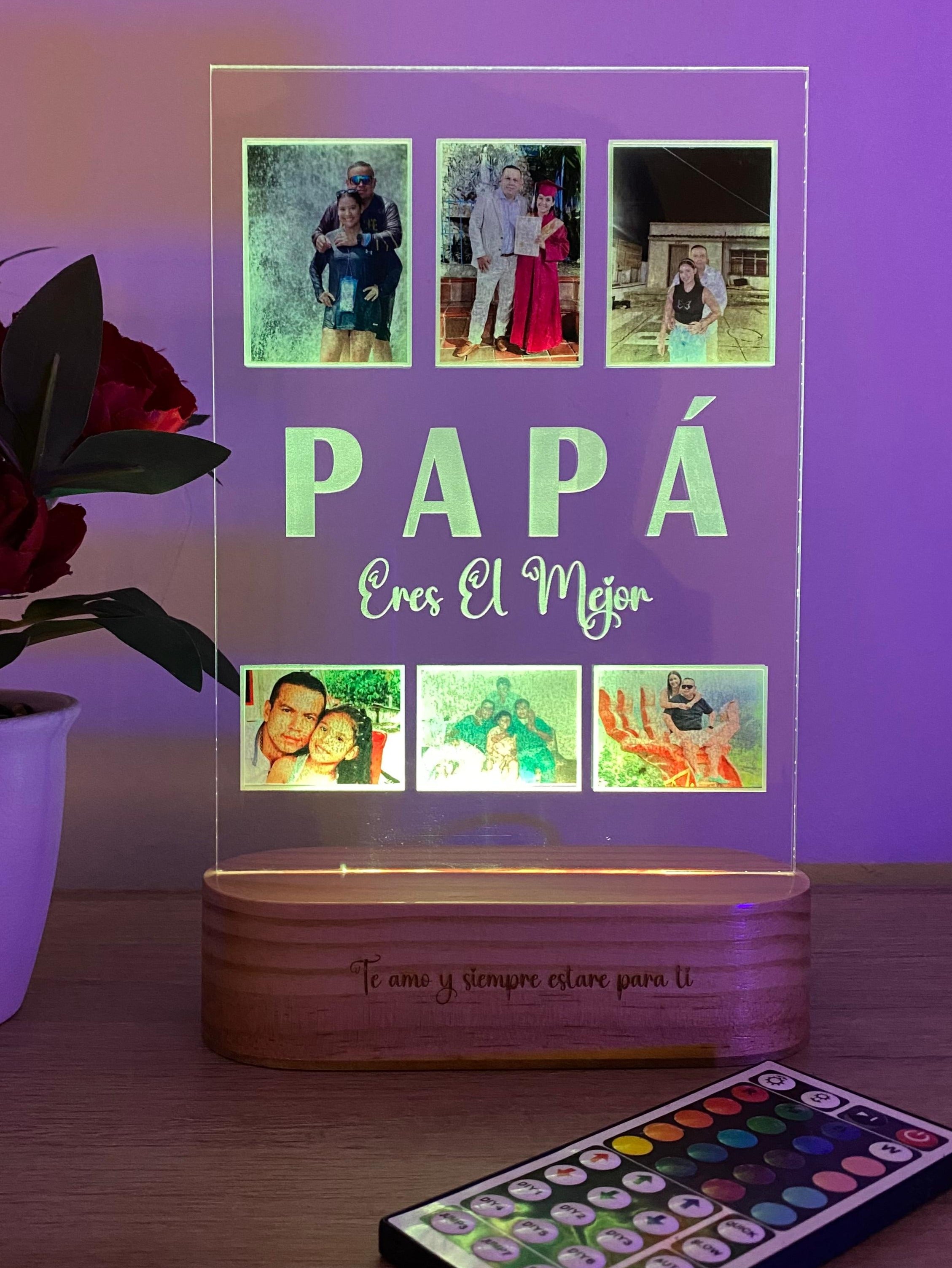 Lámpara led foto real multicolor estilo papá