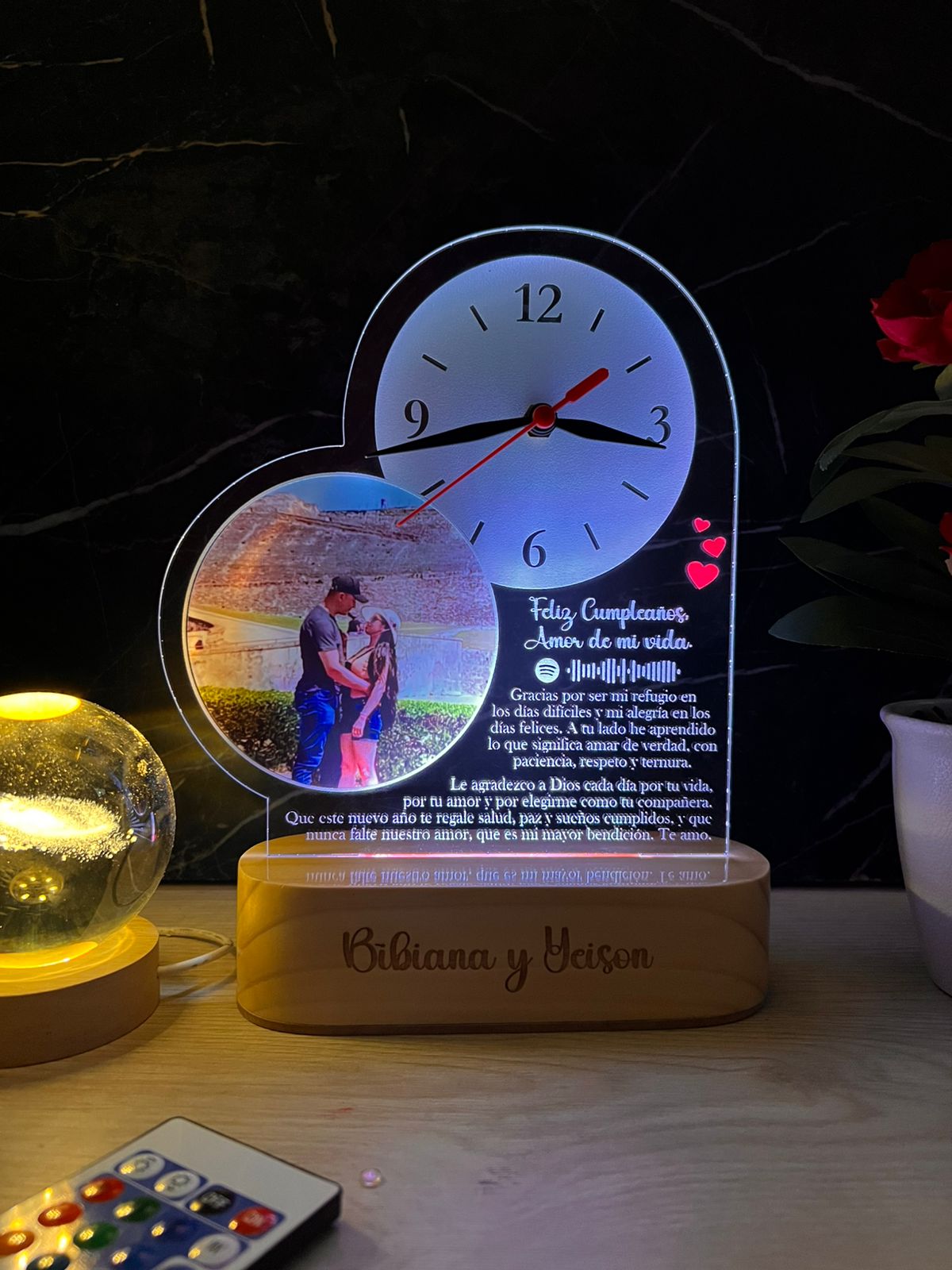 Lámpara Reloj Diseño corazón