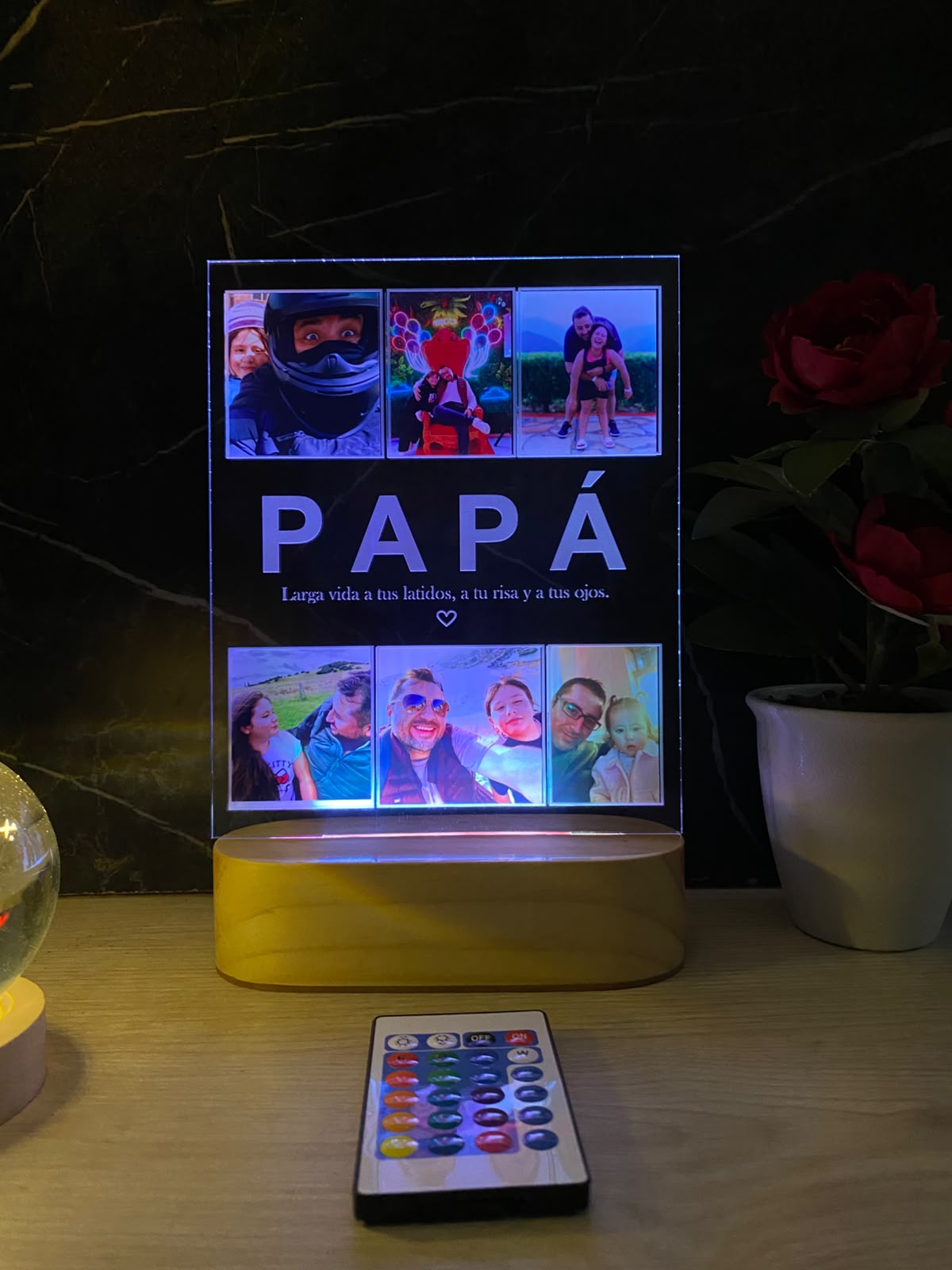 Lámpara led foto real multicolor estilo papá